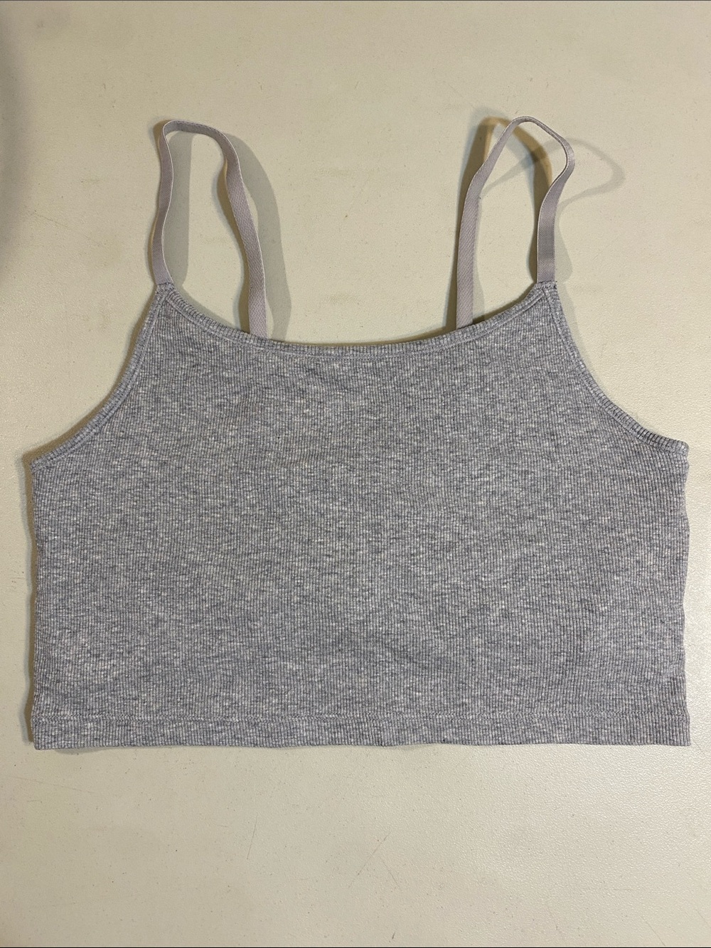 GAP Light Gray Ribbed Cropped Tank Top